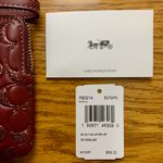 Coach Corner Zip Wristlet Wine Glitter Signature Leather Photo 6