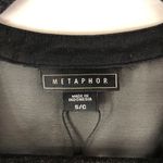 Metaphor  Black Sheer Overlay Button-Front Blouse Long Sleeve Pockets S Photo 2