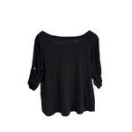 Zenana Outfitters Signature Women Black Relaxed Fit Roll Tab Sleeve Pocket Shirt Sz 1X Photo 2