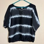 Converse  One Star Split Dolman Sleeve Sheer Blouse size L Black Tie Dye Cropped Photo 0