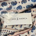 American Vintage Vintage America large tie front blouse blue paisley scarf print button close bk Photo 7