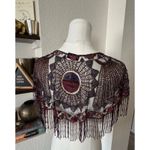 Sharmark Las Vegas Glass Beaded Vintage Shawl Depicting Hopi God Tawa EUC Brown Photo 2