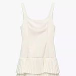 ZARA  mini dress casual off white ivory pleated skirt bodycon casual party  Photo 15