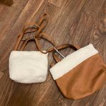 Nanette Lepore Set Lot Of 2 Purse Purses Tan Brown Faux Leather & White Fur Photo 3