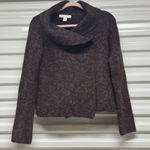 Ellen Tracy Cowl Neck Wool Blend Cardigan Sweater – Size Small – Burgundy & Char Photo 1