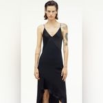 ZARA  Narciso Rodríguez Black Christmas Maxi V-Neck Silk Blend Slip Dress Sz M Photo 12