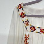 Ban Jara  White Copped Puff Sleeve Floral Embroidered Boho Blouse M Photo 1