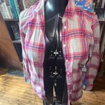 J Crew red plaid tartan flannel button down XS shirt Blue Photo 0