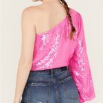 Show Me Your Mumu Revolve One Shoulder Sequin Party Top Bright Pink Size Small Photo 1