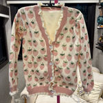 Strawberry Print Cardigan Sweater Photo 0