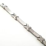 New Stainless steel magnetic bracelet w/CZs 7.5" Silver Photo 3