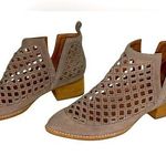 Jeffrey Campbell Women’s Taggert Suede Tan Cutout Ankle Wedge Heel Boots 8.5 Photo 0