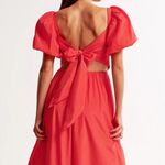 Abercrombie & Fitch Emerson Drama Bow-Back Maxi Dress red size XL Photo 3