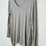 Gianni Bini  Fringe Side Slit Long Sleeve Tee Photo 3