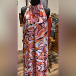 EXPRESS  Abstract Swirl Flowy Maxi Dress with halter Top‎ Sleeveless Size XL Photo 2