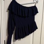 Ulla Johnson 💙💖  Navy Eden Cashmere One Shoulder Ruffle Pullover Sweater Photo 2