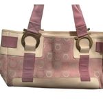 Salvatore Ferragamo Ferragamo White Leather & Pink Gancini Satchel, Vintage Photo 0