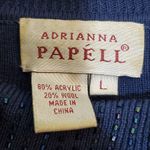 Adrianna Papell Blue Embellished Mock Neck Wool Pullover Sweater. Size: L Photo 3