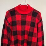 Loft Buffalo Plaid Mock Neck Sweater Red Black MP Photo 2