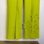 IC By Connie K Pants Womens XS Green Pull On Floral Applique Slit Crop Career Photo 2