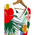 Talbots  Sweater Womens Size M Side Tie Double V-Neck Floral Hibiscus Tropical Photo 3
