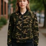 Sanctuary NWT X Anthropologie Camo Sherpa Bomber Jacket Medium Photo 0