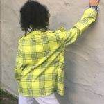 Yellow plaid jacket, funky pattern jacket, custom jacket, vintage blazer Size M Photo 2