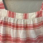 Loft  red white striped shimmer tiered peplum babydoll tank top size medium Photo 5