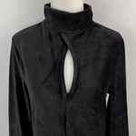 Dual Nature New  Keyhole Rib Velour Dress Mock Neck Long Sleeve Mini Black Photo 3