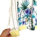 Forever 21 White Blue Floral Tropical Print Silk Bomber Jacket Size Small Photo 4