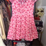 Monique Lhuillier ML  Gathered Embroidered Tulle Mini Dress Pink Floral Fit Flare Photo 10