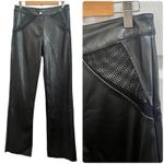 The Kript  Faux Leather Open Fish Net Panels Straight Leg Pant Large 31.5 Inch Inseam Photo 1