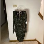 BP NWT  rusched long sleeve green roses print body con dress size large Photo 1