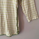 Lake Green Yellow Stripe 3/4 Sleeve 100% Pima Cotton Pajama Shirt Women's Large Photo 3