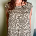 Lina Tomei Made in Italy Linen Dress Gray Sage Stone Abstract Cap Sleeve Size L Size L Photo 8