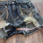 POL ‎ denim rhinestone fringe shorts festival cowgirl womens size S Photo 3