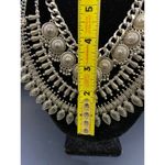 Vintage Women's Silvertone Bib Chain 3 layers Coin & Fringed Necklace SKU 5276 Silver Photo 5