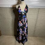Yumi Kim  Women Black‎ Floral Rush Hour Wrap Maxi Dress Size Medium Photo 1