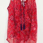 Tokyo Darling  Red Paisley Ruffle Keyhole Blouse! Photo 3
