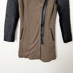 Lucy Paris [] Olive Green Black Mixed Media Wool Faux Leather Jacket Size Small S Photo 4