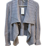 Minnie Rose Open Front Draped Ribbed Cashmere Sweater Size Small Gray Shawl Photo 0