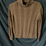 Banana Republic : Carmel Colored Cotton Blend Cable Knit Sweater- side slits- SP Photo 8