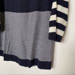 Miss Kant Navy White Cropped Sleeve Striped Sweater Size M Photo 1