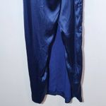 Lulus Navy Blue Satin Pleated Tulip Maxi Dress NWOT Size XL Wedding Guest Dress Photo 4