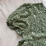 Sage green cheetah print puff sleeve top blouse Photo 2