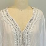 Badgley Mischka White Beaded Tunic Top Photo 2
