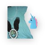 Wildfox VHTF: OG  Couture ❁ Festival Winged Logo Graphic T Shirt ❁ Aqua Blue ❁ S Photo 12