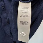 Chico's Chico’s Navy Blue Button Down Soft Slub Knit 3/4 Sleeve Collared Shirt Size 1/M Photo 6