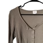 Pink Rose Cozie by muted pastel green waffle knit long sleeved button top comfor Photo 1