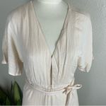 Knot Sisters Cream Gold Shimmer Belted Jumpsuit Women’s M NWT Boho Resort Photo 3